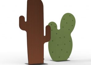 Akoestisch dempende vrijstaande roomdivider in de vorm van een cactus